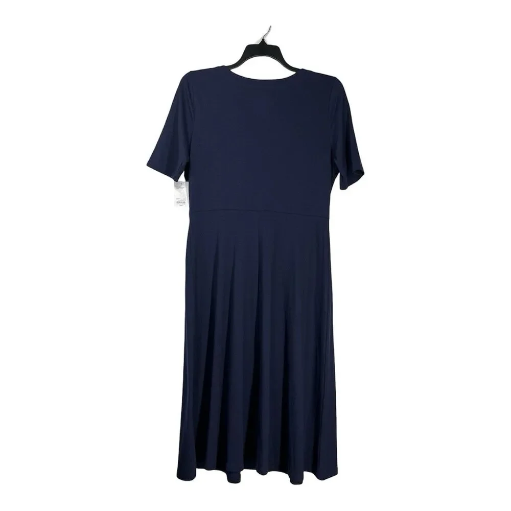 Croft & Barrow Dress Medium Navy Blue Short Sleeve Midi Stretch Casual Travel - Picture 5 of 9